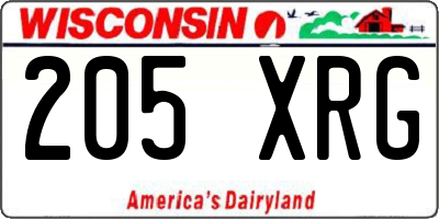 WI license plate 205XRG