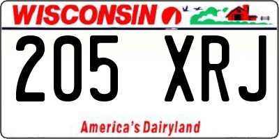 WI license plate 205XRJ