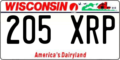 WI license plate 205XRP