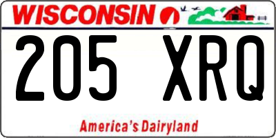 WI license plate 205XRQ