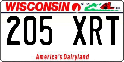 WI license plate 205XRT