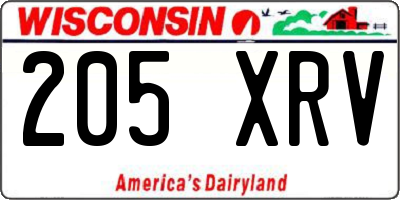 WI license plate 205XRV