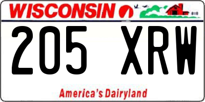 WI license plate 205XRW
