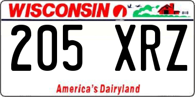 WI license plate 205XRZ