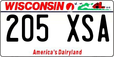 WI license plate 205XSA
