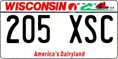 WI license plate 205XSC