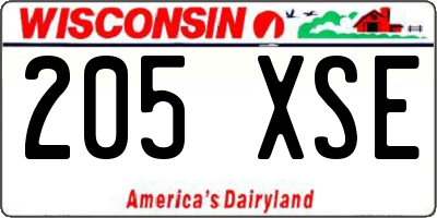 WI license plate 205XSE