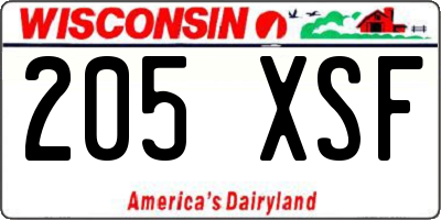 WI license plate 205XSF