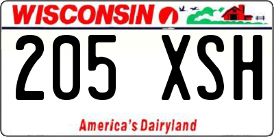 WI license plate 205XSH