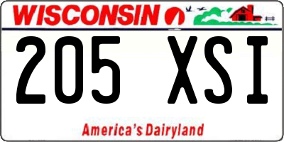WI license plate 205XSI