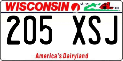 WI license plate 205XSJ