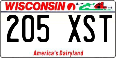 WI license plate 205XST