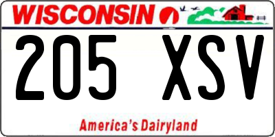 WI license plate 205XSV