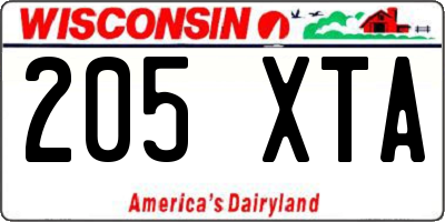 WI license plate 205XTA