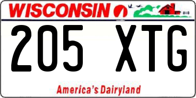 WI license plate 205XTG