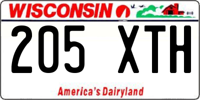 WI license plate 205XTH
