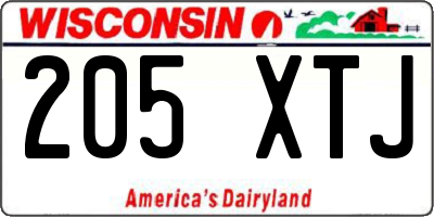 WI license plate 205XTJ