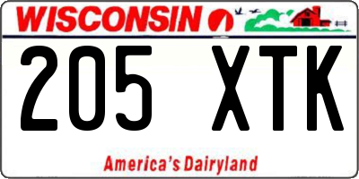 WI license plate 205XTK