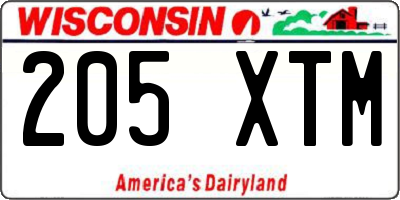 WI license plate 205XTM