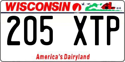 WI license plate 205XTP