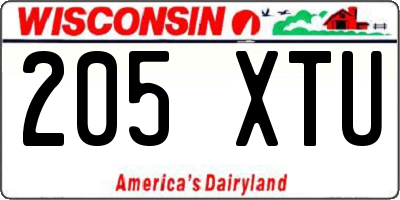 WI license plate 205XTU