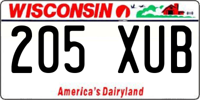 WI license plate 205XUB