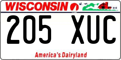 WI license plate 205XUC