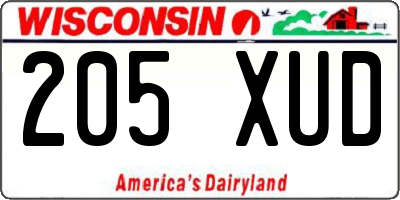 WI license plate 205XUD