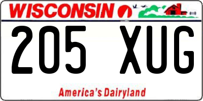 WI license plate 205XUG