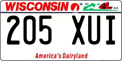 WI license plate 205XUI