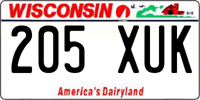 WI license plate 205XUK
