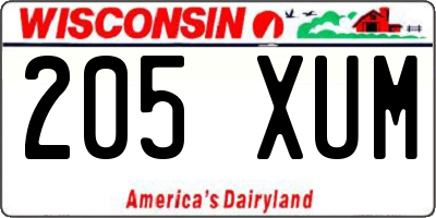 WI license plate 205XUM