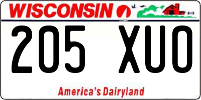WI license plate 205XUO