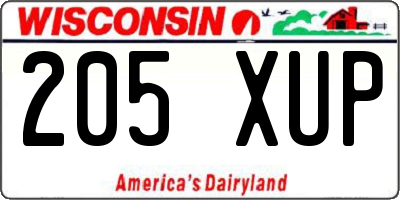 WI license plate 205XUP