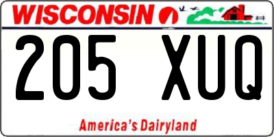 WI license plate 205XUQ
