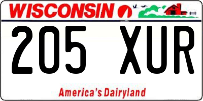 WI license plate 205XUR