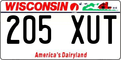 WI license plate 205XUT