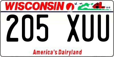 WI license plate 205XUU