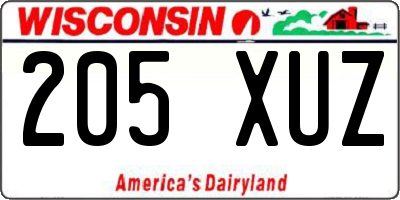 WI license plate 205XUZ