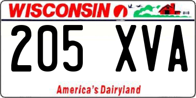 WI license plate 205XVA