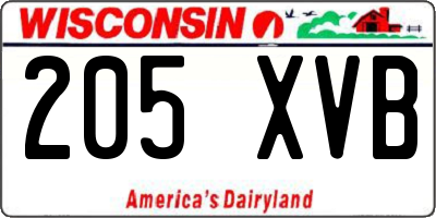 WI license plate 205XVB