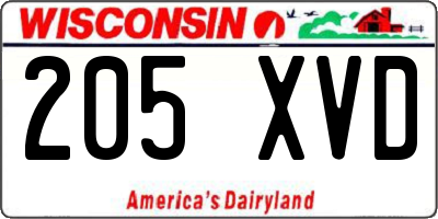 WI license plate 205XVD