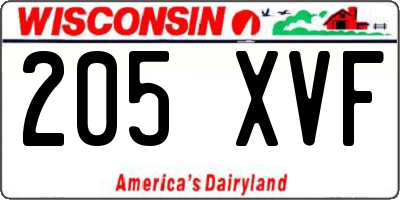WI license plate 205XVF