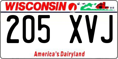 WI license plate 205XVJ