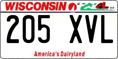 WI license plate 205XVL