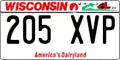 WI license plate 205XVP