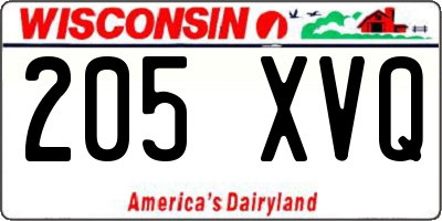 WI license plate 205XVQ
