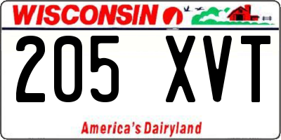 WI license plate 205XVT