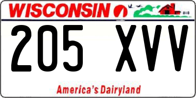 WI license plate 205XVV