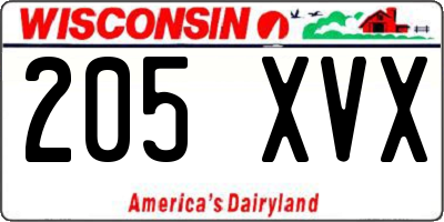 WI license plate 205XVX